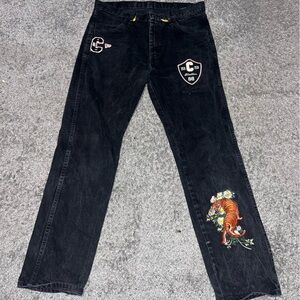 Rustler Black Slim Straight Jeans with Embroidery custom